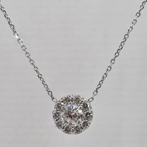 14k Diamond Halo Necklace