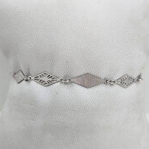 Sterling Silver Textured Art Deco Bracelet