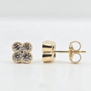 14k .50ctw Diamond Clover Earrings