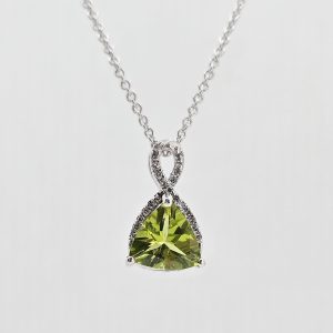 10k 1.1ct Peridot and Diamond Necklace