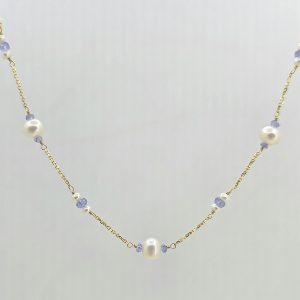 14k Pearl and Tanzanite Choker