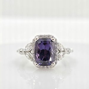 Custom Platinum 2.6ct Spinel and Diamond Ring