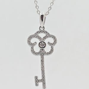 Sterling Silver .67ctw Moissanite Key Necklace