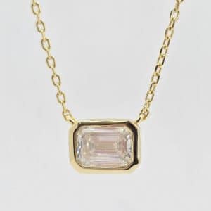 Sterling Silver Gold Plated .85ct Moissanite Necklace