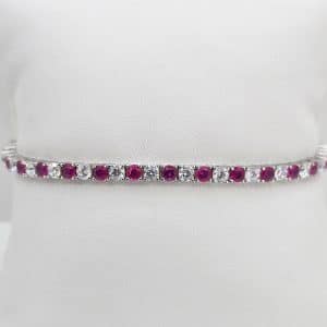 Sterling Silver Ruby And CZ Bracelet