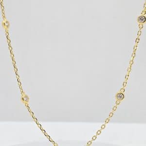 Sterling Silver Gold Plated Diamond By The Yard Necklace