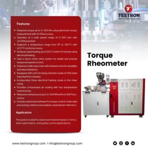 TT-RHEO200.1 Torque Rheometer for polymer processing, mixing behavior, and rheological analysis of plastics and rubber compounds.