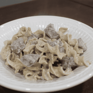 Kid friendly beef stroganoff image