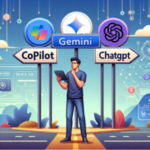 A Person comparing Gemini vs Copilot vs ChatGPT