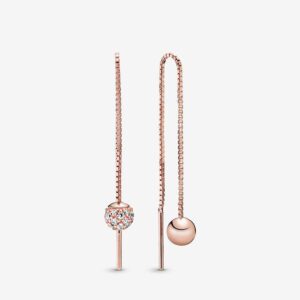 Сережки Pandora звисаючі сфери Rose 288325CZ
