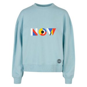 Bluza damska krótka NOW 300 g błękitna – przód | Vibes Goods