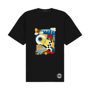 Koszulka oversize unisex 210 g „PERCEPCJA”, czarna, stan Obecność, Vibes Goods