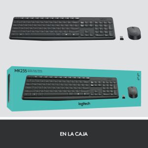Kit de Teclado y mouse inalambrico Logitech MK235 Español color negro