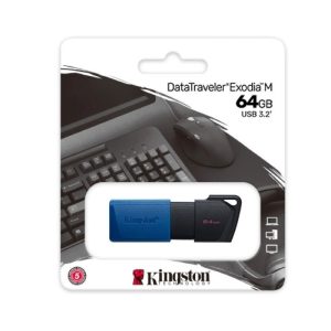Memoria USB 3.2 Gen Kingston DataTraveler 64gb Exodia M Retractil Azul