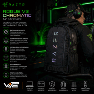 Morral Razer Rogue V3 Chromatic Edition 14 Pulgadas para Laptop, Gaming y Movilidad Tecnológica