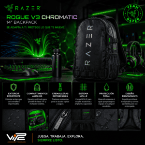 Morral Razer Rogue V3 Chromatic Edition 14 Pulgadas para Laptop, Gaming y Movilidad Tecnológica