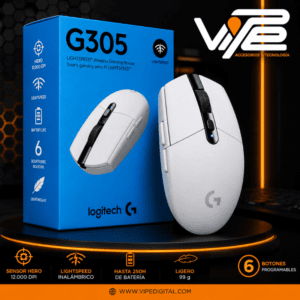 Mouse Gamer Logitech G305 LIGHTSPEED Inalámbrico HERO 12000 DPI Blanco 6 Botones Programables PC Mac
