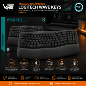 Teclado Inalámbrico Logitech Wave Keys Ergonómico Bluetooth y Receptor USB Grafito