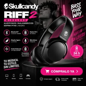 Audífonos Skullcandy Riff Wireless 2 Inalámbricos Negro