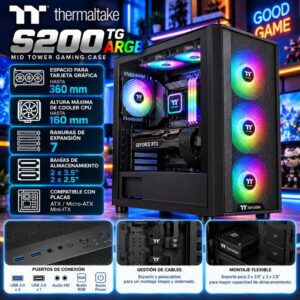 Chasis Thermaltake S200 TG ARGB 4 Fans 650W 80 Plus Bronze Negro CA-3X2-65M1WU-00-02