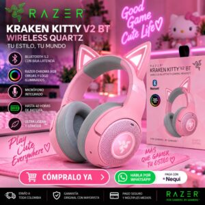 Diadema Razer Kraken Kitty V2 BT Wireless Quartz Rosa
