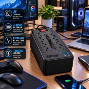 Regulador de Voltaje Forza 1200VA 600W FVR-1221USB