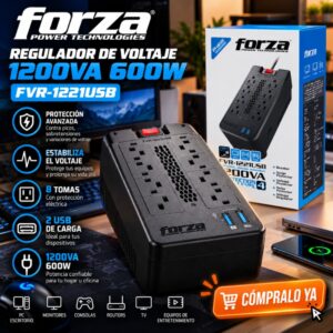 Regulador de Voltaje Forza 1200VA 600W FVR-1221USB