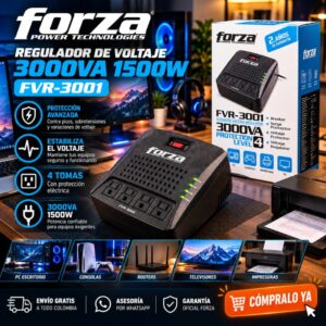 Regulador de Voltaje Forza 3000VA 1500W FVR-3001