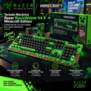 Teclado Mecánico Razer BlackWidow V4 X Minecraft Edition Switch Verde