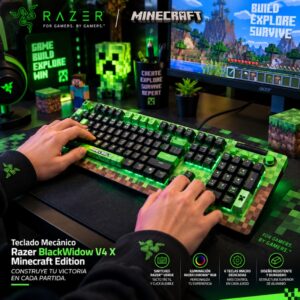 Teclado Mecánico Razer BlackWidow V4 X Minecraft Edition Switch Verde