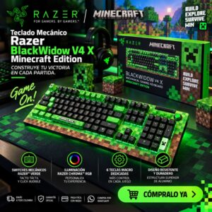 Teclado Mecánico Razer BlackWidow V4 X Minecraft Edition Switch Verde