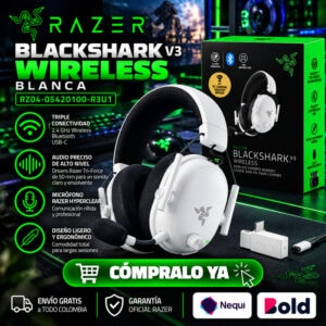 Diadema Razer BlackShark V3 Wireless Blanca RZ04-05420100-R3U1