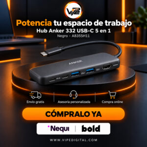 Hub Anker 332 USB-C 5 en 1 con HDMI 4K Negro A8355H11