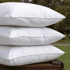 Firm wool pillow shown from angled side view