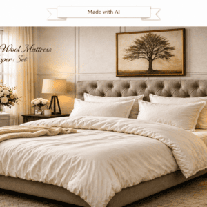ECO Pure wool mattress topper with organic cotton fabric handcrafted in the USA