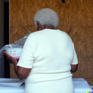 senior women packing items into a storage unit