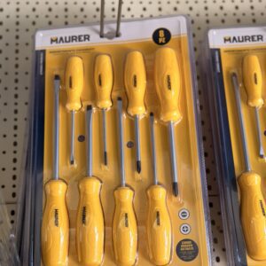 Cacciaviti Maurer Set 8 Pezzi – Manico Giallo Ergonomico in Acciaio Cromo Vanadio (5 Taglio + 3 Croce PH)
