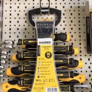 Cacciaviti e Inserti Maurer Set 30 Pezzi – Acciaio Cromo Vanadio con Manico Ergonomico e Kit Precisione