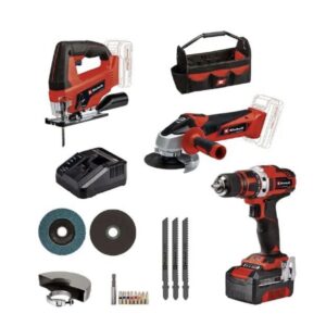 Kit Utensili a Batteria Einhell TE-TK 18/3 Li Kit (JS+CD+AG) – Trapano Avvitatore, Smerigliatrice e Seghetto Alternativo - foto 1
