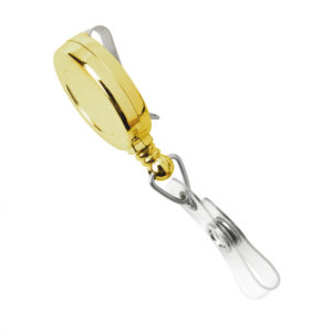 Gold Badge Reel with Clear Vinyl Strap & Belt Clip