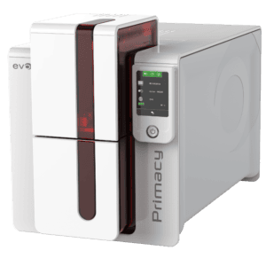 Fast and reliable, the Evolis Primacy single-sided ID card printer can print up to 210 full-color cards per hour.