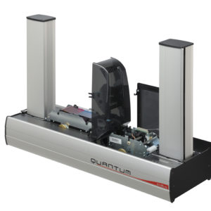 Combining the power of an industrial machine with the flexibility of a desktop printer, the Evolis Quantum 2 dual-sided printer offers versatility and modularity for any organization requiring high-volume printing of plastic ID cards.