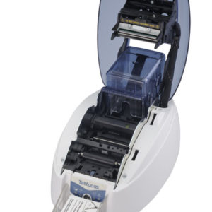 The monochrome, rewritable Evolis Tattoo 2 RW single-sided ID card printer is perfect for businesses searching for an economical and environmentally-conscious alternative to traditional card printing.