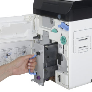 The Evolis AV1H0000BD Avansia Dual-Sided ID Card Printer delivers the ultimate in high- quality dual-sided retransfer printing.