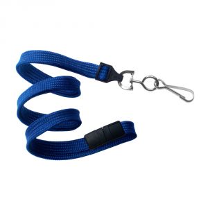 Home 3/8'' Royal Blue Flat Braid Lanyard with Black Safety Breakaway & Swivel Hook - 100 per pack