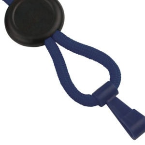 Navy Blue 1/4" Round "No-Flip" Lanyard with Wide Plastic Hook