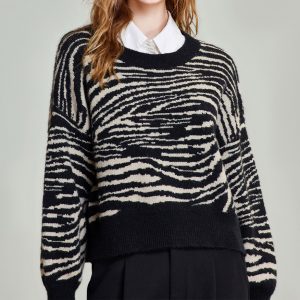 Custom Women's Short Stripe Pullover Silhouette Sweater