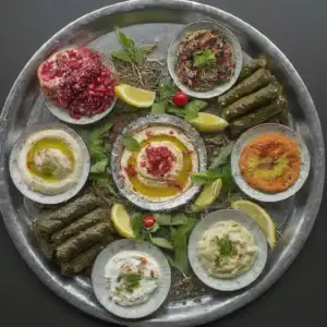 Haydari, humus, acılı ezme ve zeytinyağlılardan oluşan Türk mezeleri sofrası