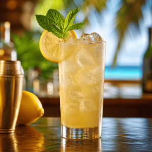 Buzlu West Indian Cooler kokteyli, limon ve nane ile süslenmiş