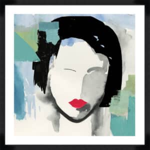 Girl with Red Stripes II - 5cm White Border